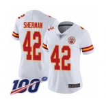 Women's Kansas City Chiefs #42 Anthony Sherman White Vapor Untouchable Limited Player 100th Season Football Jersey