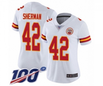 Women's Kansas City Chiefs #42 Anthony Sherman White Vapor Untouchable Limited Player 100th Season Football Jersey