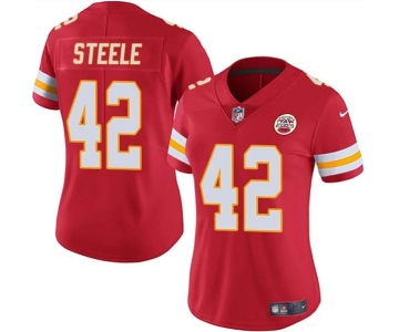 Women's Kansas City Chiefs #42 Carson Steele Red Vapor Untouchable Limited Stitched Jersey