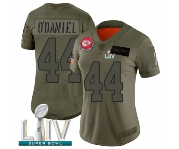 Women's Kansas City Chiefs #44 Dorian O'Daniel Limited Olive 2019 Salute to Service Super Bowl LIV Bound Football Jersey