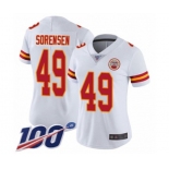 Women's Kansas City Chiefs #49 Daniel Sorensen White Vapor Untouchable Limited Player 100th Season Football Jersey