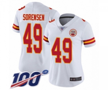 Women's Kansas City Chiefs #49 Daniel Sorensen White Vapor Untouchable Limited Player 100th Season Football Jersey