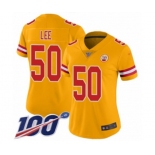 Women's Kansas City Chiefs #50 Darron Lee Limited Gold Inverted Legend 100th Season Football Jersey