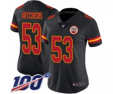 Women's Kansas City Chiefs #53 Anthony Hitchens Limited Black Rush Vapor Untouchable 100th Season Football Jersey