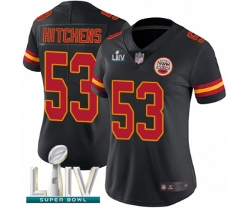 Women's Kansas City Chiefs #53 Anthony Hitchens Limited Black Rush Vapor Untouchable Super Bowl LIV Bound Football Jersey