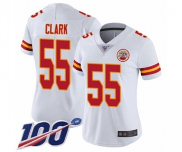 Women's Kansas City Chiefs #55 Frank Clark White Vapor Untouchable Limited Player 100th Season Football Jersey