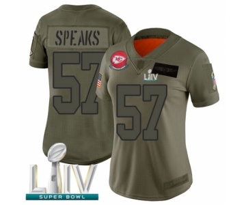 Women's Kansas City Chiefs #57 Breeland Speaks Limited Olive 2019 Salute to Service Super Bowl LIV Bound Football Jersey