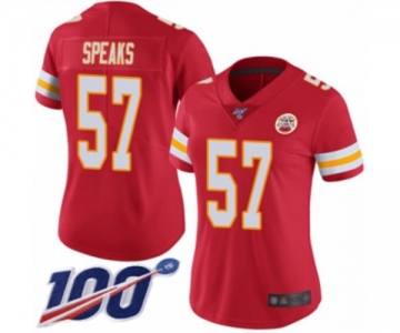 Women's Kansas City Chiefs #57 Breeland Speaks Red Team Color Vapor Untouchable Limited Player 100th Season Football Jersey