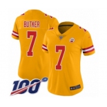 Women's Kansas City Chiefs #7 Harrison Butker Limited Gold Inverted Legend 100th Season Football Jersey