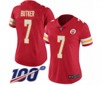 Women's Kansas City Chiefs #7 Harrison Butker Red Team Color Vapor Untouchable Limited Player 100th Season Football Jersey