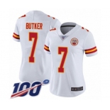 Women's Kansas City Chiefs #7 Harrison Butker White Vapor Untouchable Limited Player 100th Season Football Jersey