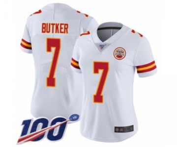 Women's Kansas City Chiefs #7 Harrison Butker White Vapor Untouchable Limited Player 100th Season Football Jersey