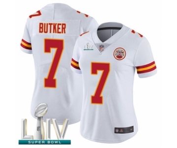 Women's Kansas City Chiefs #7 Harrison Butker White Vapor Untouchable Limited Player Super Bowl LIV Bound Football Jersey