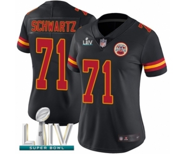 Women's Kansas City Chiefs #71 Mitchell Schwartz Limited Black Rush Vapor Untouchable Super Bowl LIV Bound Football Jersey