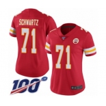 Women's Kansas City Chiefs #71 Mitchell Schwartz Red Team Color Vapor Untouchable Limited Player 100th Season Football Jersey