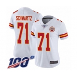 Women's Kansas City Chiefs #71 Mitchell Schwartz White Vapor Untouchable Limited Player 100th Season Football Jersey