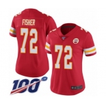 Women's Kansas City Chiefs #72 Eric Fisher Red Team Color Vapor Untouchable Limited Player 100th Season Football Jersey