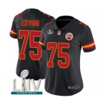 Women's Kansas City Chiefs #75 Cameron Erving Limited Black Rush Vapor Untouchable Super Bowl LIV Bound Football Jersey