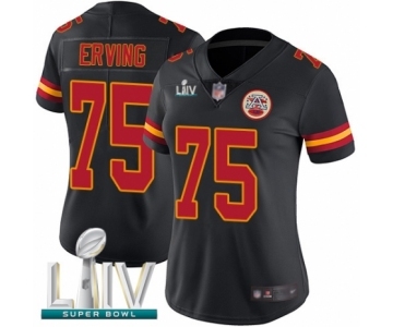 Women's Kansas City Chiefs #75 Cameron Erving Limited Black Rush Vapor Untouchable Super Bowl LIV Bound Football Jersey