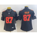 Women's Kansas City Chiefs #87 Travis Kelce Black Fashion Vapor Limited Stitched Jersey