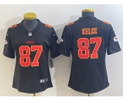 Women's Kansas City Chiefs #87 Travis Kelce Black Fashion Vapor Limited Stitched Jersey