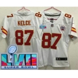 Women's Kansas City Chiefs #87 Travis Kelce Limited White Super Bowl LVII Vapor Jersey