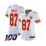 Women's Kansas City Chiefs #87 Travis Kelce White Vapor Untouchable Limited Player 100th Season Football Jersey