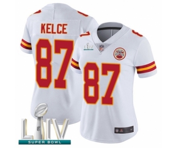 Women's Kansas City Chiefs #87 Travis Kelce White Vapor Untouchable Limited Player Super Bowl LIV Bound Football Jersey