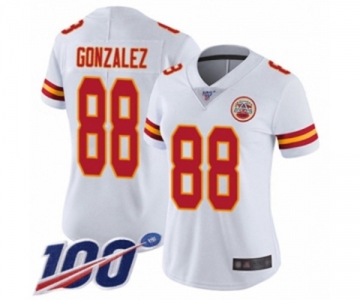 Women's Kansas City Chiefs #88 Tony Gonzalez White Vapor Untouchable Limited Player 100th Season Football Jersey