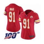 Women's Kansas City Chiefs #91 Derrick Nnadi Red Team Color Vapor Untouchable Limited Player 100th Season Football Jersey