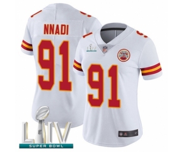 Women's Kansas City Chiefs #91 Derrick Nnadi White Vapor Untouchable Limited Player Super Bowl LIV Bound Football Jersey