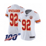 Women's Kansas City Chiefs #92 Tanoh Kpassagnon White Vapor Untouchable Limited Player 100th Season Football Jersey