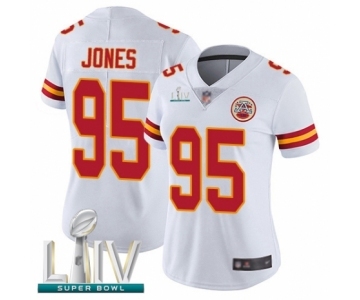 Women's Kansas City Chiefs #95 Chris Jones White Vapor Untouchable Limited Player Super Bowl LIV Bound Football Jersey