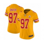 Women's Kansas City Chiefs #97 Alex Okafor Limited Gold Inverted Legend Football Jersey