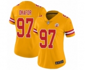 Women's Kansas City Chiefs #97 Alex Okafor Limited Gold Inverted Legend Football Jersey