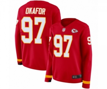 Women's Kansas City Chiefs #97 Alex Okafor Limited Red Therma Long Sleeve Football Jersey