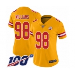 Women's Kansas City Chiefs #98 Xavier Williams Limited Gold Inverted Legend 100th Season Football Jersey