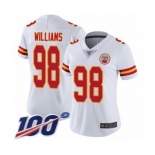 Women's Kansas City Chiefs #98 Xavier Williams White Vapor Untouchable Limited Player 100th Season Football Jersey