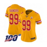 Women's Kansas City Chiefs #99 Khalen Saunders Limited Gold Inverted Legend 100th Season Football Jersey