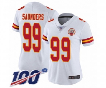 Women's Kansas City Chiefs #99 Khalen Saunders White Vapor Untouchable Limited Player 100th Season Football Jersey