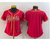 Women's Kansas City Chiefs Blank Red With Patch Cool Base Stitched Baseball Jersey