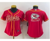 Women's Kansas City Chiefs Red Team Big Logo With Patch Cool Base Stitched Baseball Jersey