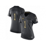 Women's Nike Kansas City Chiefs #1 Leon Sandcastle Limited Black 2016 Salute to Service NFL Jersey