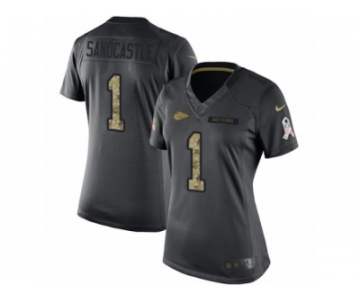 Women's Nike Kansas City Chiefs #1 Leon Sandcastle Limited Black 2016 Salute to Service NFL Jersey