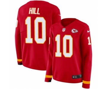 Women's Nike Kansas City Chiefs #10 Tyreek Hill Limited Red Therma Long Sleeve NFL Jersey