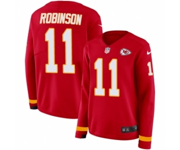 Women's Nike Kansas City Chiefs #11 Demarcus Robinson Limited Red Therma Long Sleeve NFL Jersey