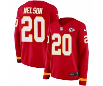 Women's Nike Kansas City Chiefs #20 Steven Nelson Limited Red Therma Long Sleeve NFL Jersey