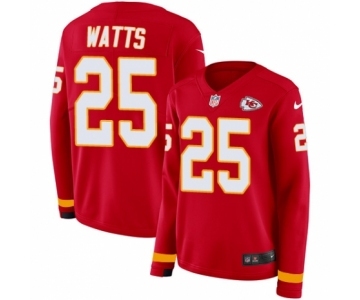 Women's Nike Kansas City Chiefs #25 Armani Watts Limited Red Therma Long Sleeve NFL Jersey