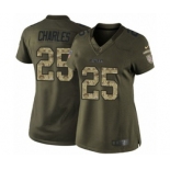 Women's Nike Kansas City Chiefs #25 Jamaal Charles Limited Green Salute to Service NFL Jersey