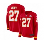 Women's Nike Kansas City Chiefs #27 Kareem Hunt Limited Red Therma Long Sleeve NFL Jersey